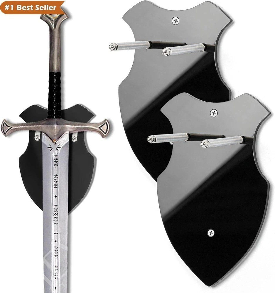 Wall Mounted Sword Rack for Sabre and Axe - Vertical Display Holder, Black | Eba