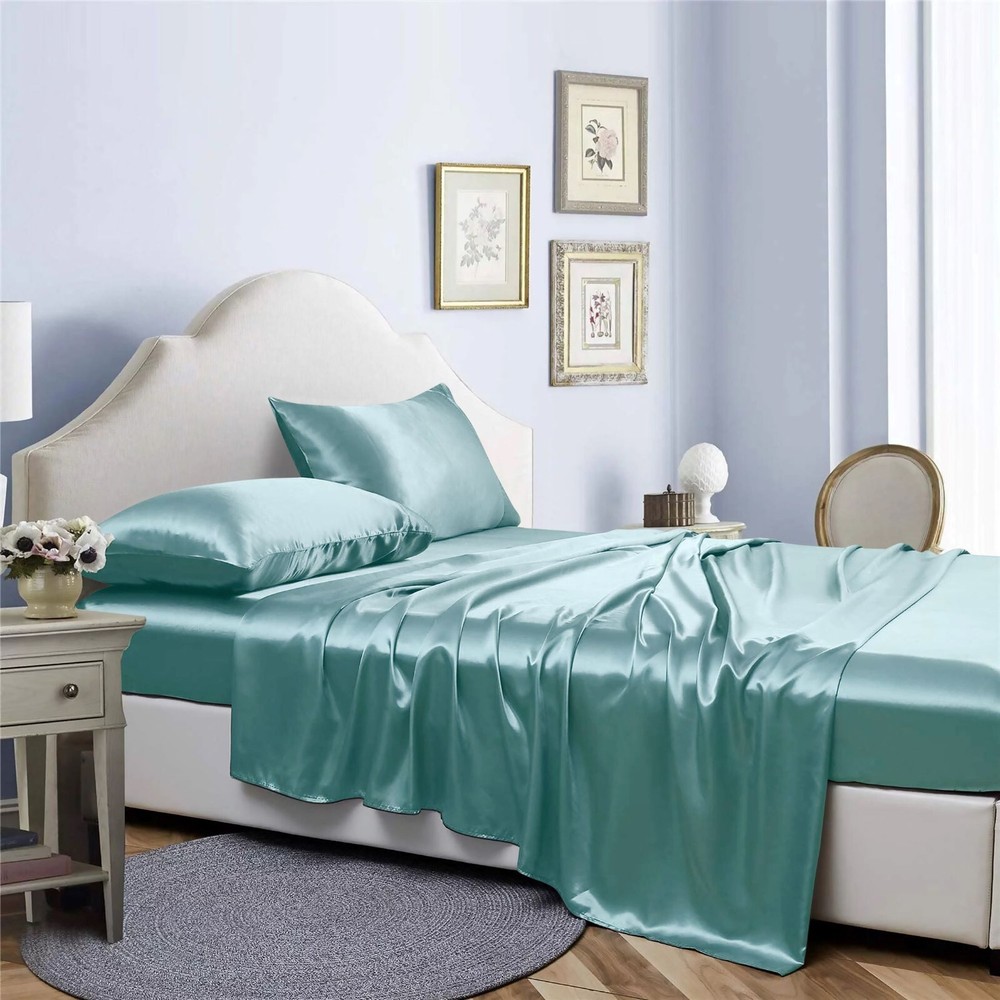 Bibb Home Silky Satin 4 Piece Sheet Set