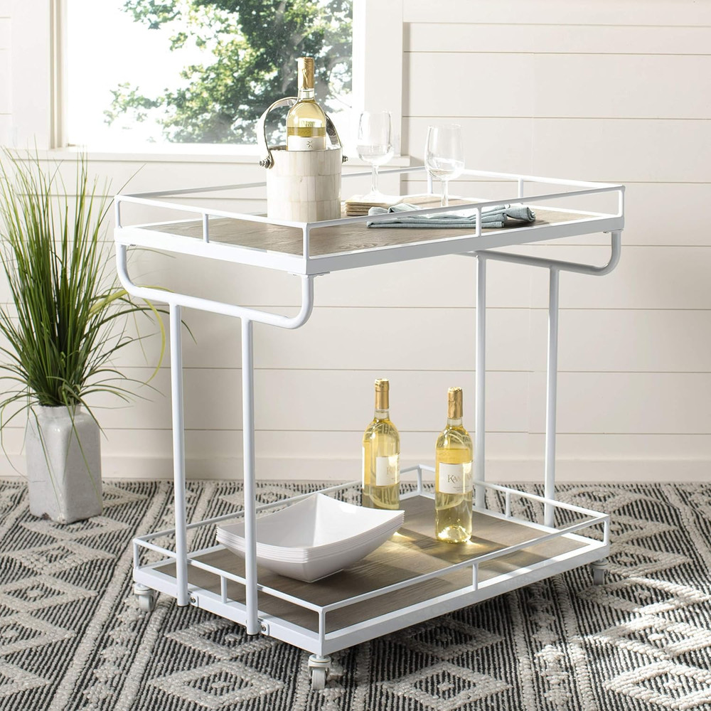 Dawson Bar Cart, Rustic Oak/White