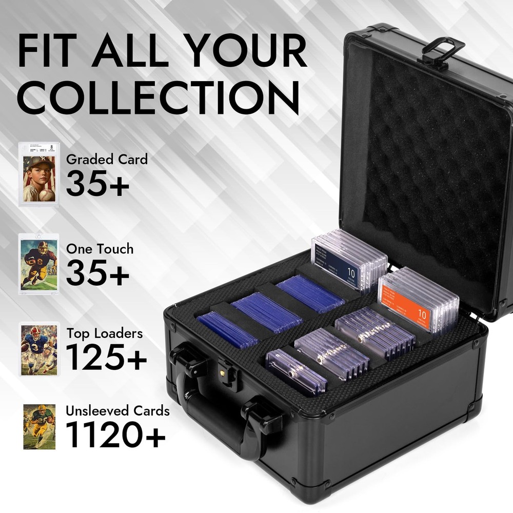 ULTRGEE Top Loader Storage Box, Graded Card Boxes, 2 Row, Black