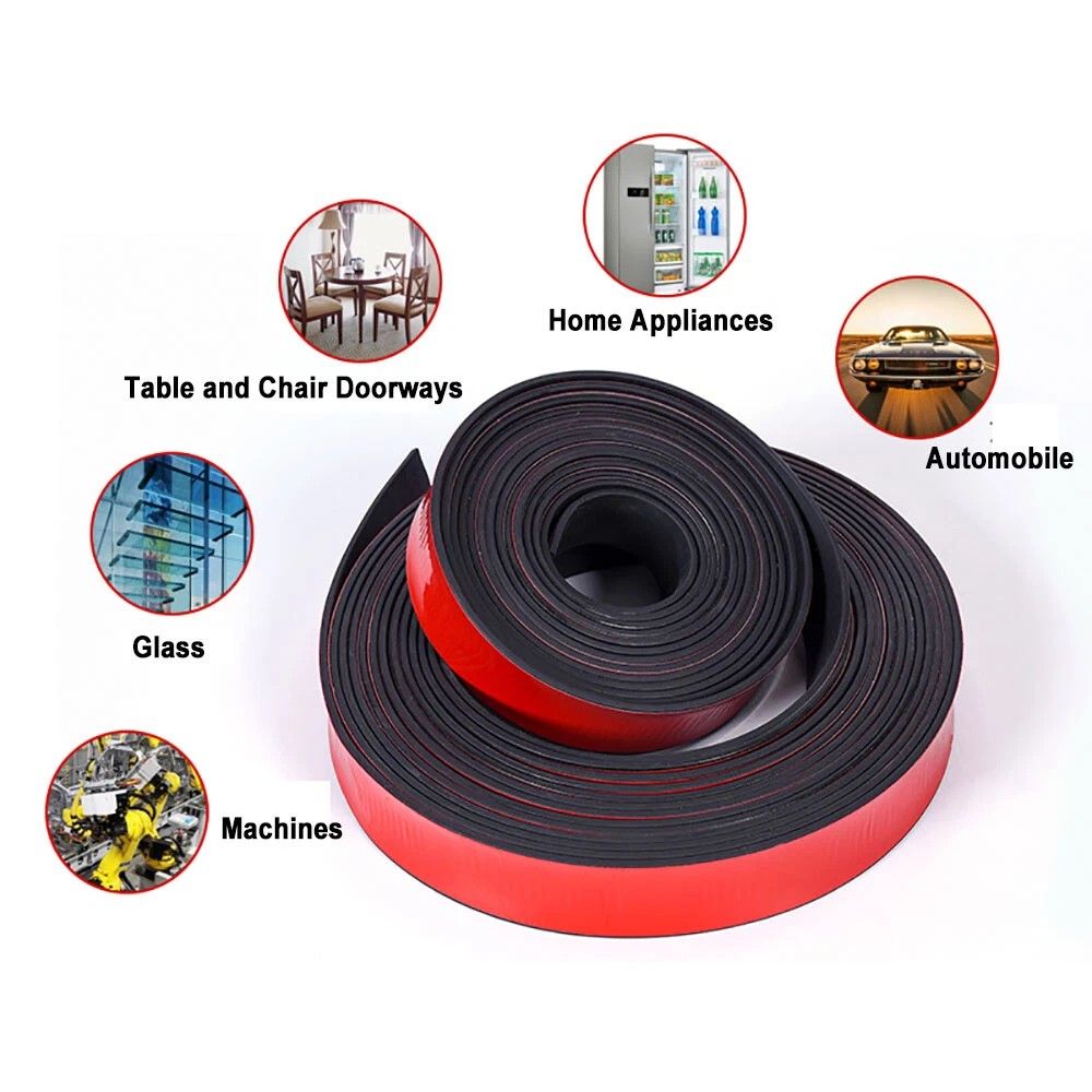 Rubber Strip Self Adhesive Pads Adhesive Backed Solid Seals Gasket Various Sizes
