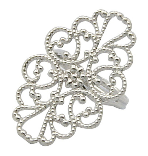 2 Ring Blanks Antiqued Silver Settings Adjustable Long Filigree Pad Ring Making