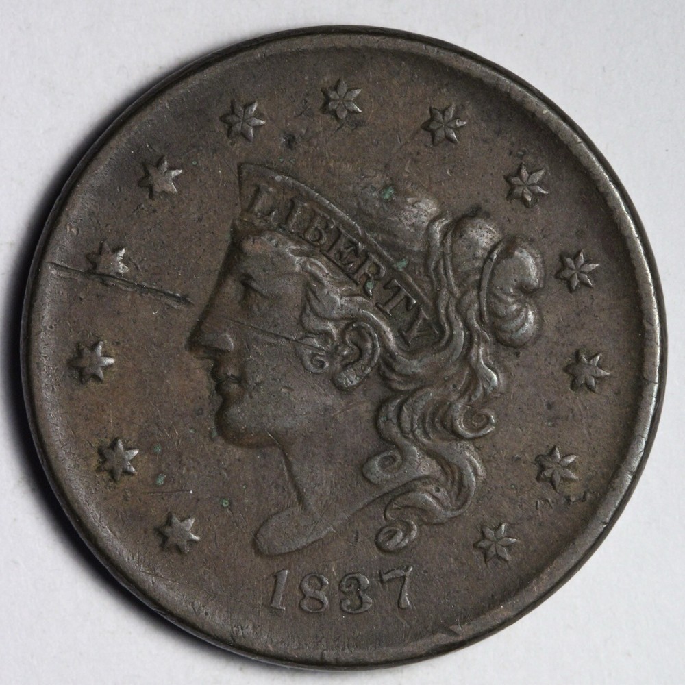 1837 Coronet Head Large Cent CHOICE XF+ E138 T