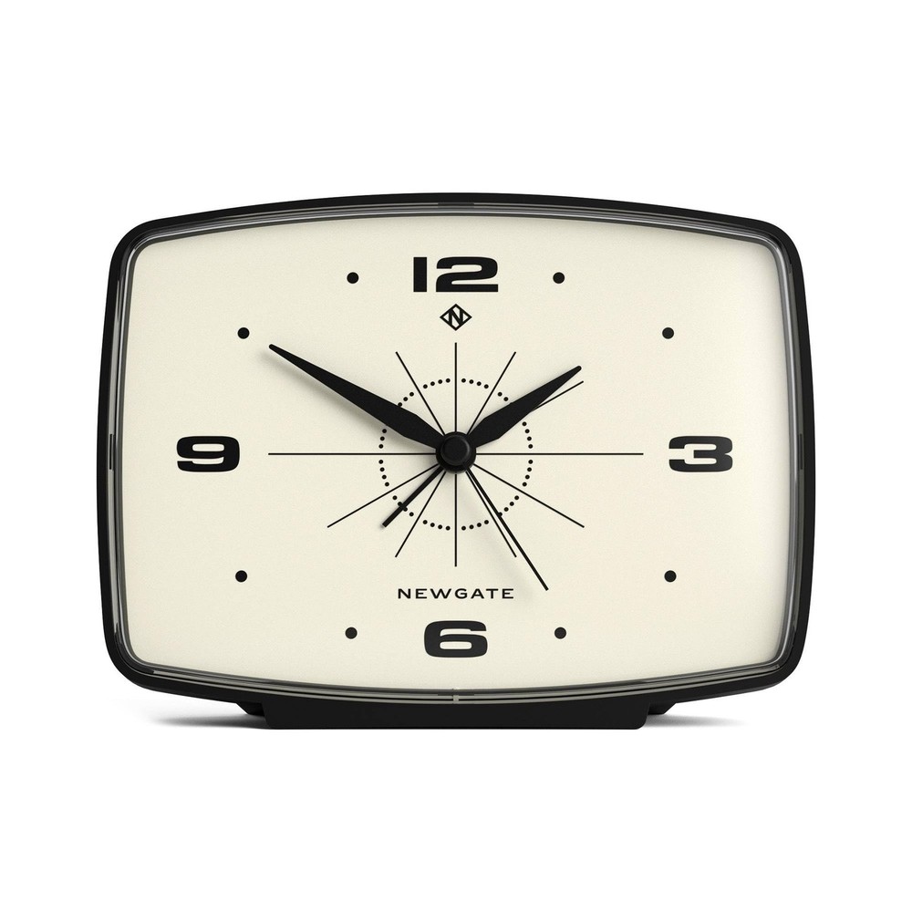 NEWGATE Brooklyn Retro Alarm Clock - Rectangular Matt Black Silent Sweep Cloc...