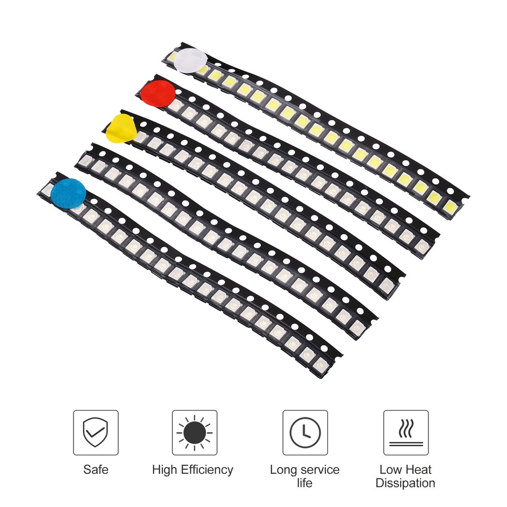 100Pcs 2835 Surface Mount Diode, 1.8-3V Light Emitting Diodes Chips 5 Colors