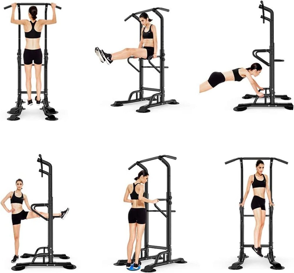 Power Tower Adjustable Height Pull Up & Dip Station Multi-Function Home Stren...