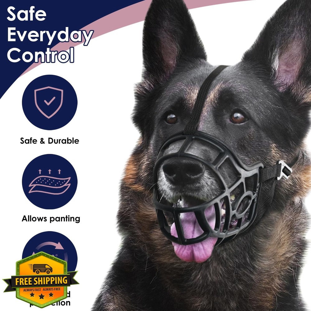 Mayerzon Dog Muzzle Black Medium Large German Shepherd Anti Bite Chewing