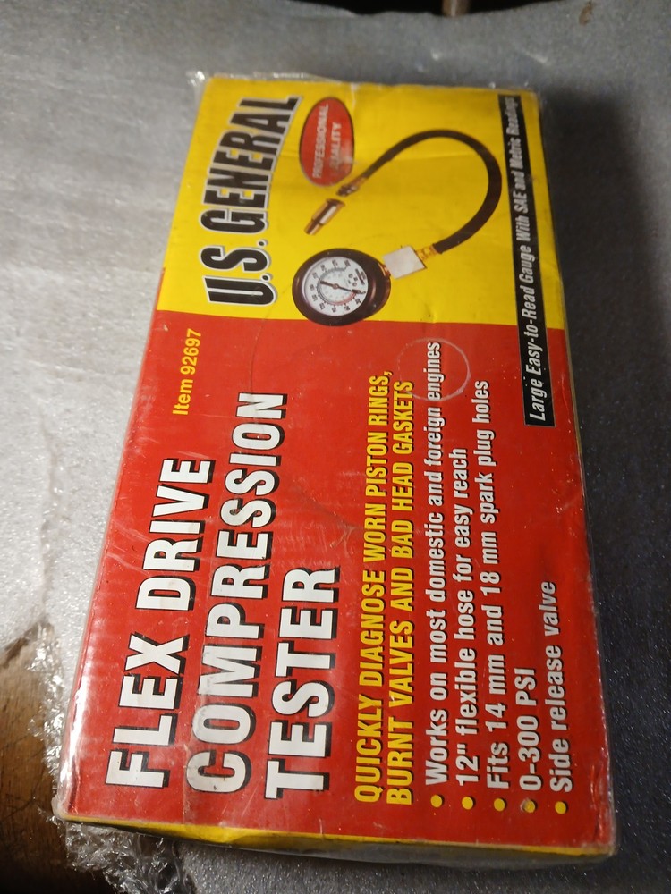 U.S. General Flex Drive Engine Compression Tester 0-300 PSI Harbor Freight
