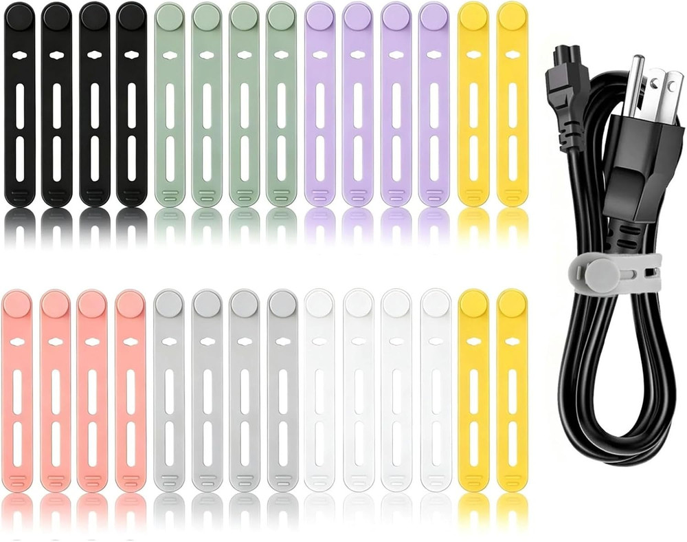 Silicone Cable Ties Reusable, Multipurpose Cable Management Organizer, Adjustabl