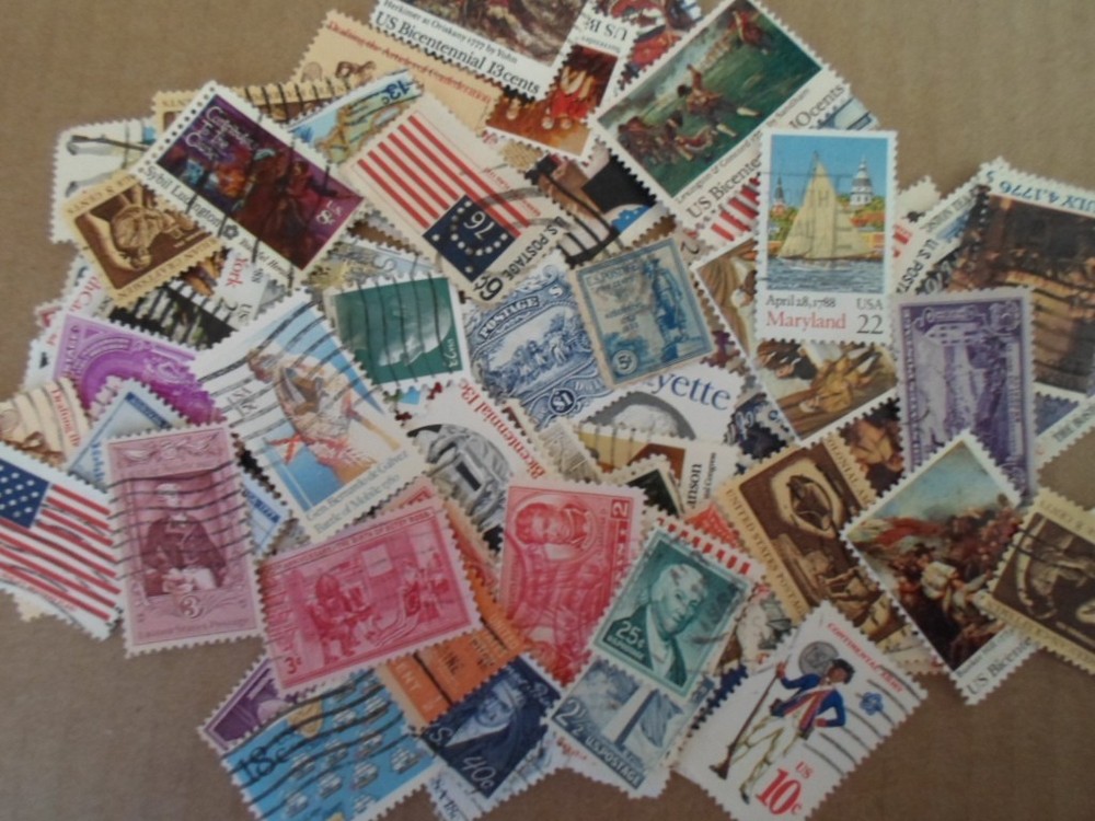 Collection 100 US stamps - 250th Birthday series - #1 Revolutionary War Era