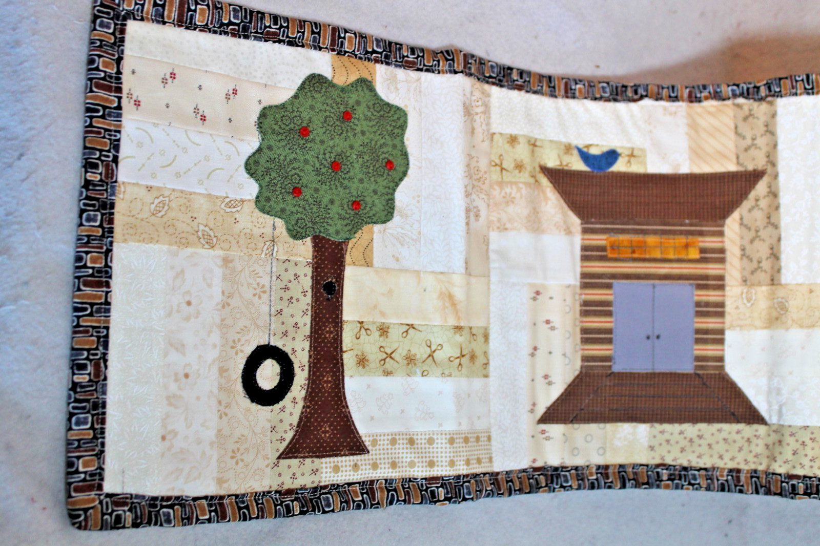 Sewing Table Runner Handmade Quilted Americana Thimble Spool Pincushion