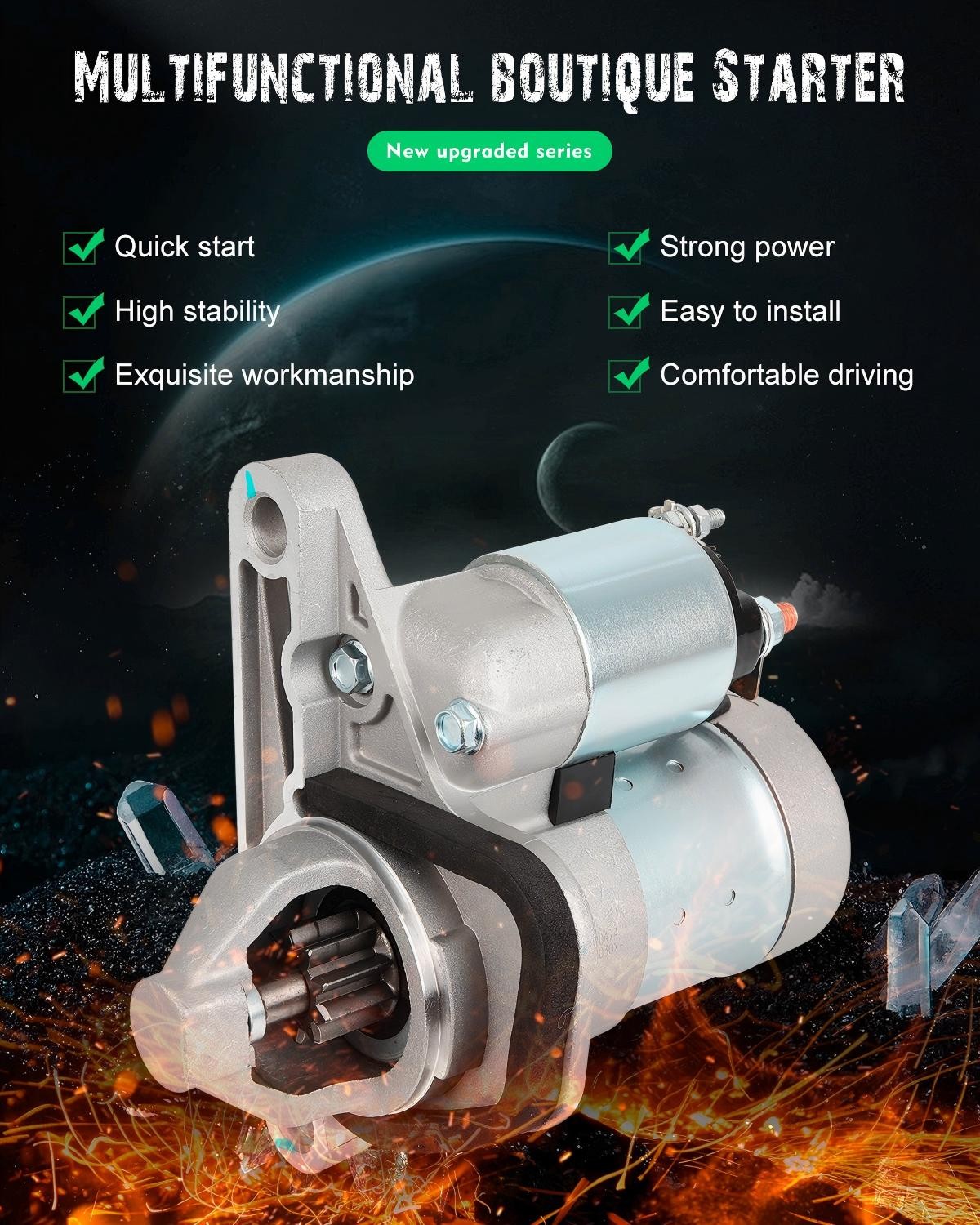 Starter For Nissan Sentra 2013-2019 L4 1.8L Chevrolet City Express 17982 17449