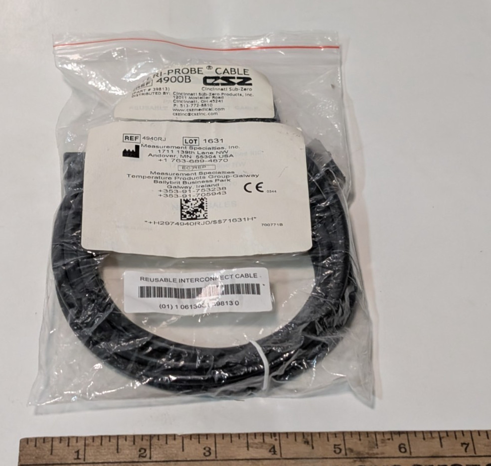 CSZ Cincinnati Sub-Zero 4900B Steri-Probe Reusable Interconnect Cable 39813/4940