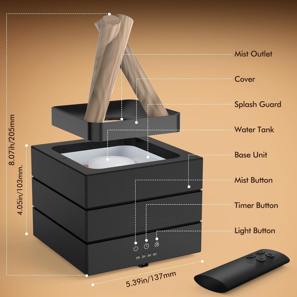 280ML Ultrasonic Humidifier with Essential Oil Diffuser,Remote Control, 7 Colors
