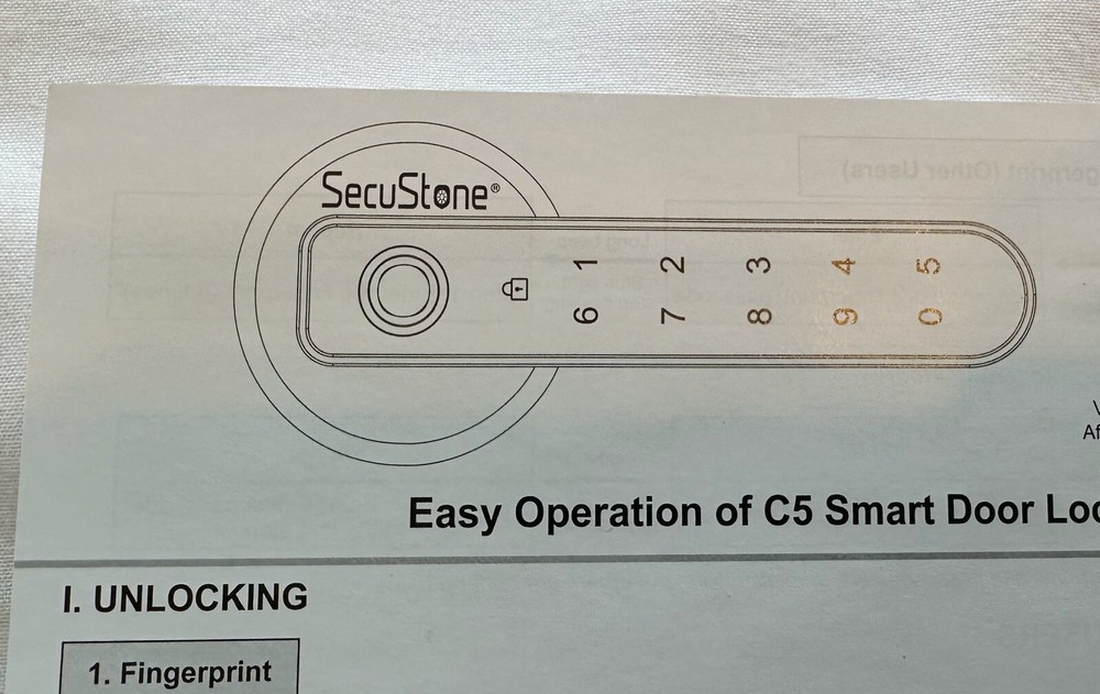 Secustone Fingerprint Smart Lock Biometric Keyless Passcode Open Box
