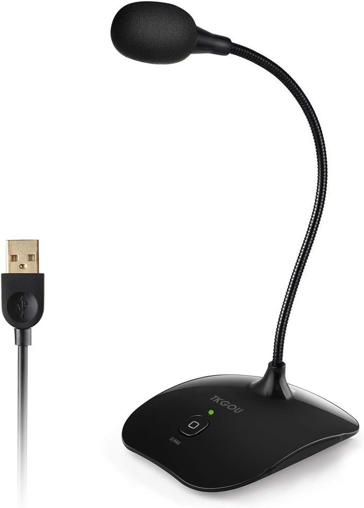 USB Microphone, 360 Degree Adjustable Gooseneck Design, Mute Button & LED Ind...