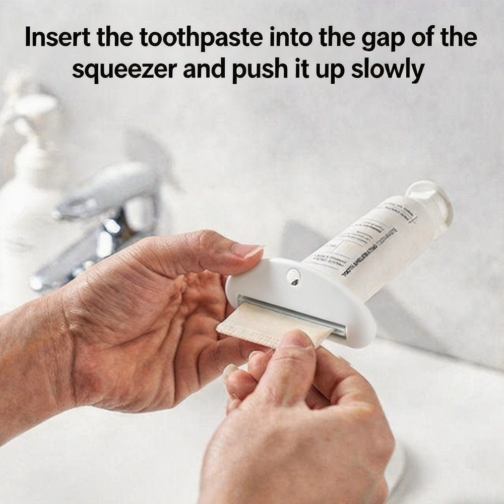 Toothpaste Tube Squeezer Dispenser Holder Rolling Bathroom Tool White