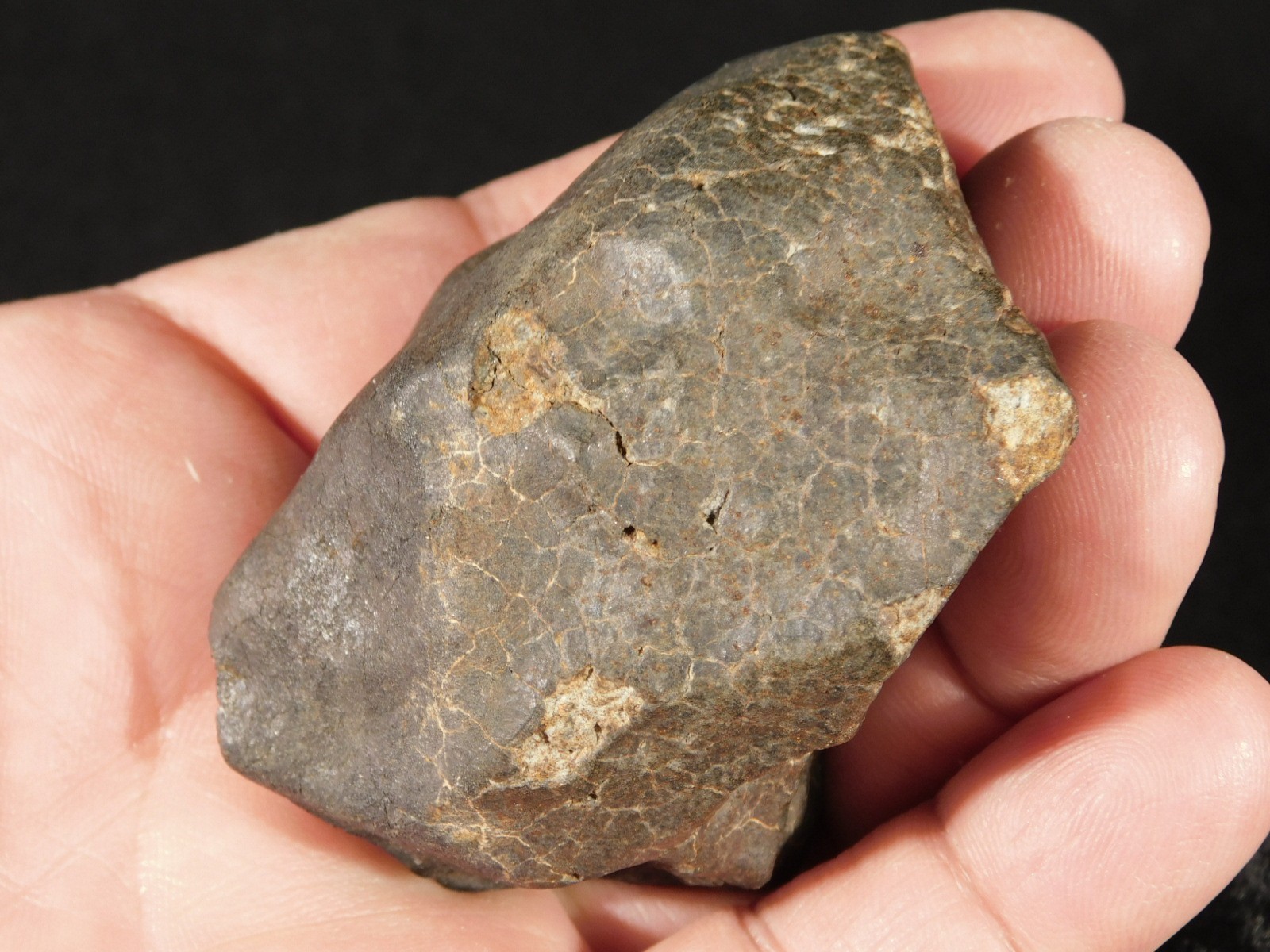 H6 Stony METEORITE Regmaglypts DARK Fusion Crust and Contraction CRACKS! 178gr