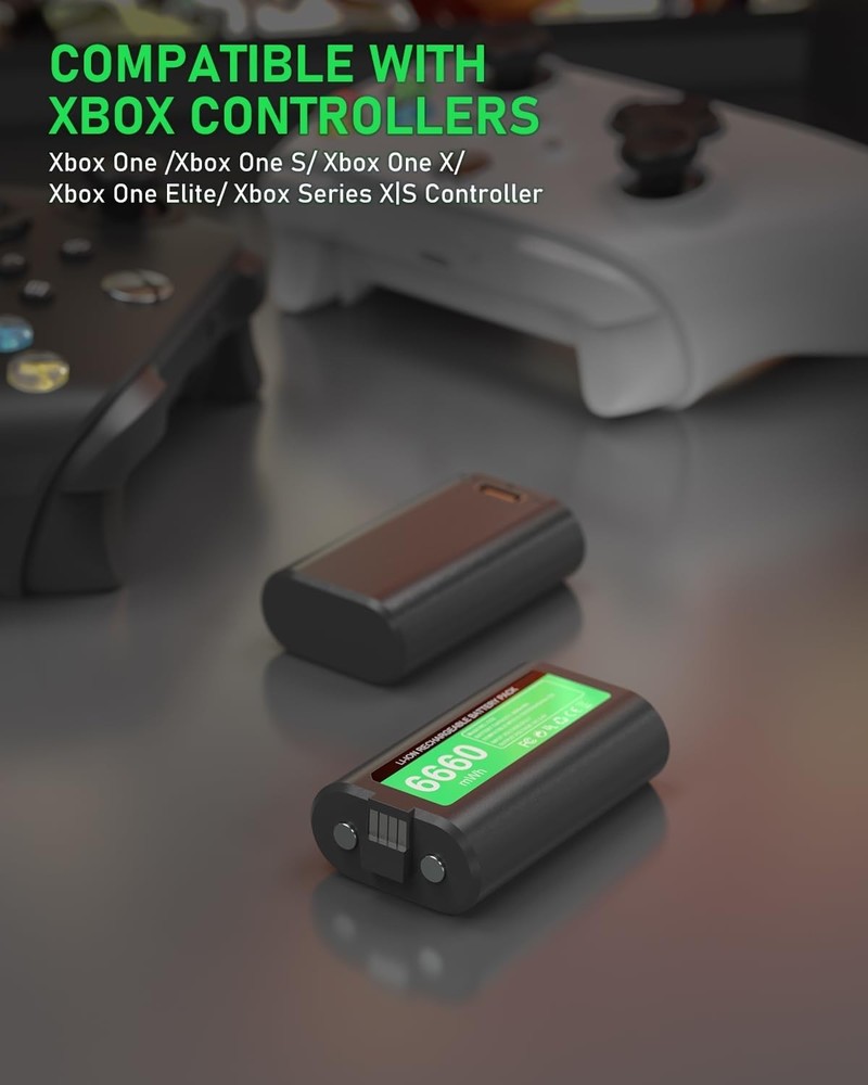 Ultimate Xbox Controller Battery Pack: 2x6600mWh with Fast Charging Capability