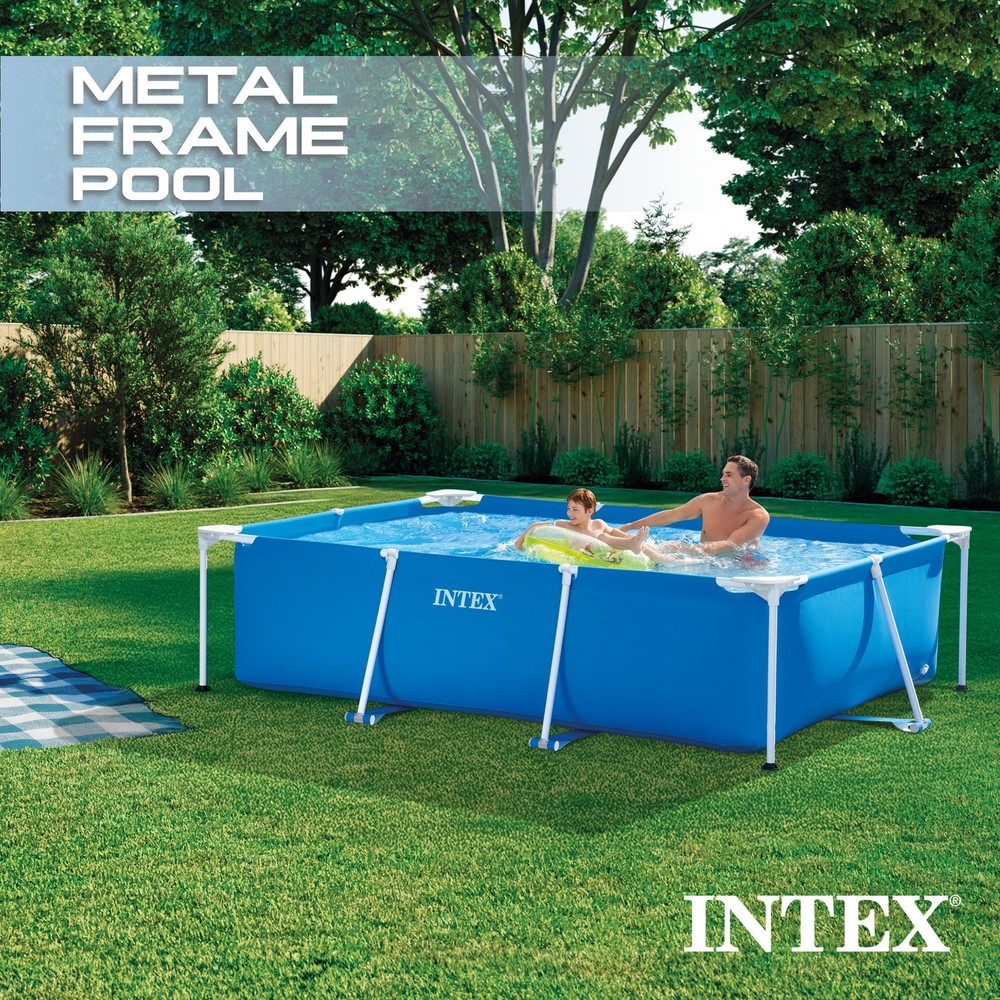 Intex Rectangular Frame Above Ground Outdoor Backyard Swimming Pool