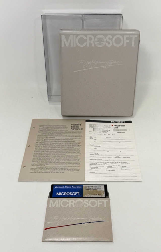 Microsoft Macro Assembler MS-DOS Version 4 Manual, Software, Acrylic Case 1984