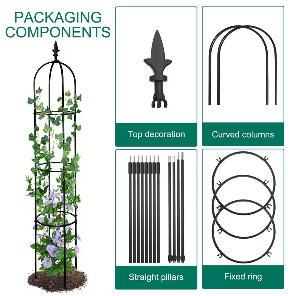 5.7 Ft Garden Obelisk Trellis ; Lightweight Rustproof Plastic Coated Metal Tall