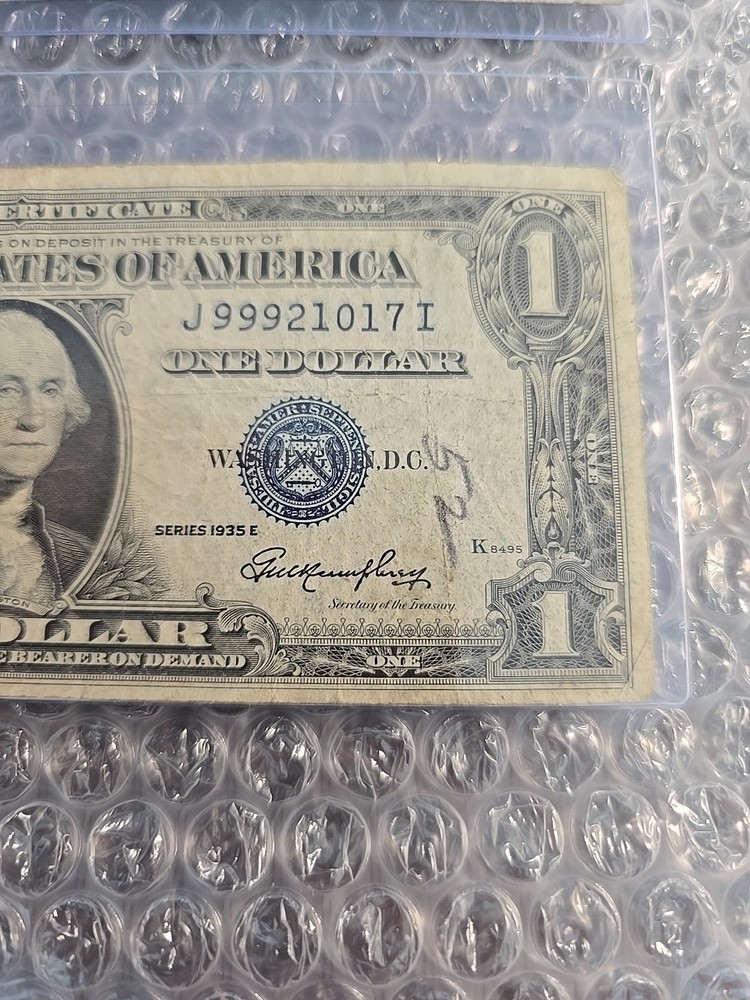 Three-$1 1935E "NO MOTTO" SILVER CERTIFICATE NOTES