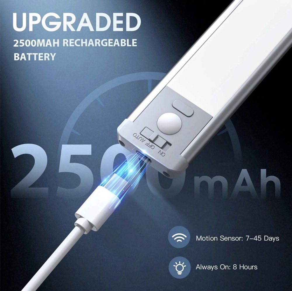 Energy-Efficient Dimmable Under Cabinet Lights, 63 LED Motion Sensor, 2 Pack