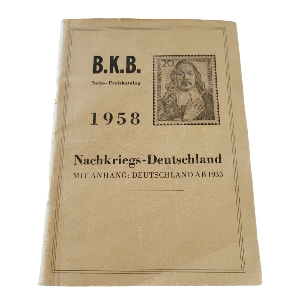 B.K.B. Postage Stamps Net Price Catalog German Federal Post Post War 1958 Unused