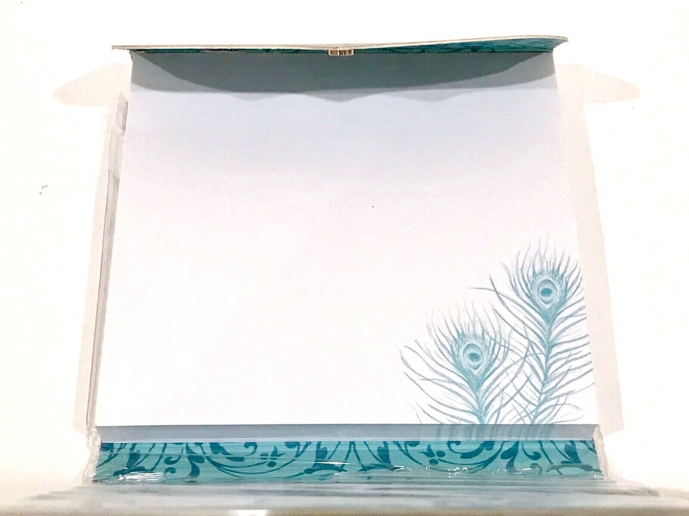 LADY JAYNE EMBELLISHED PEACOCK FEATHERS NOTEPAD WITH PEN