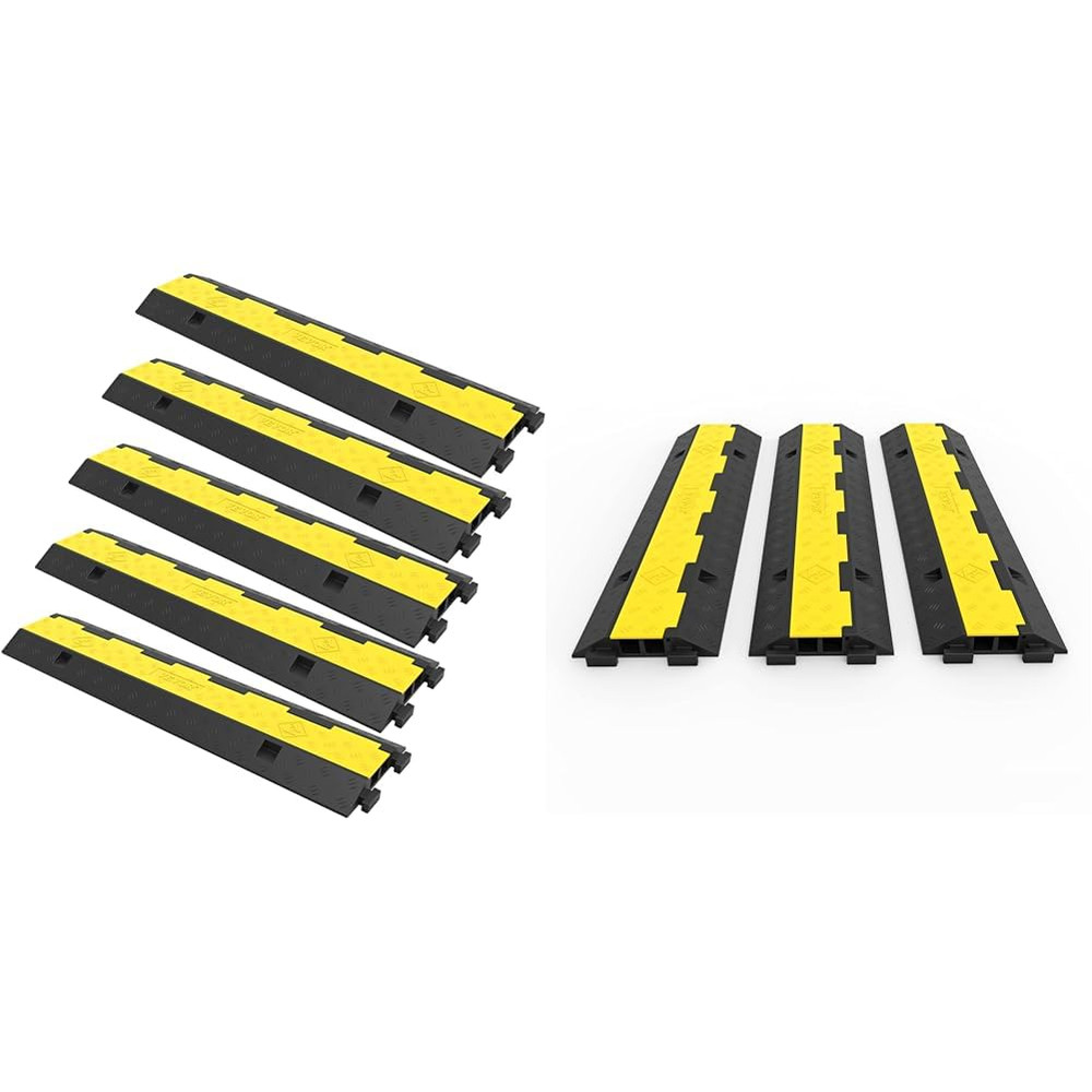 Heavy-Duty Cable Protector Ramp Set - 5 & 3 Pack, 11000Lbs Capacity