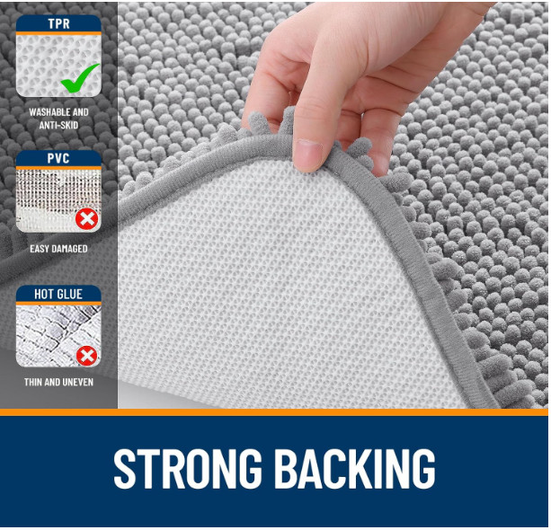 Bathroom Rugs, Quick-Drying, Machine Washable Bath Mats with Rubber Backing, Bat