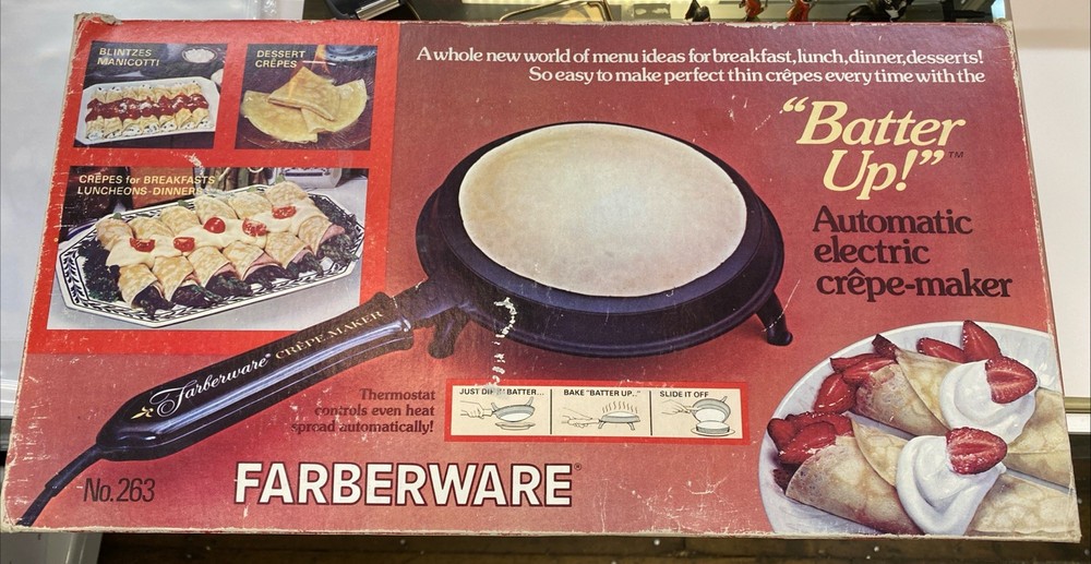 Vintage Farberware Batter Up! Automatic Electric Crepe Maker #263