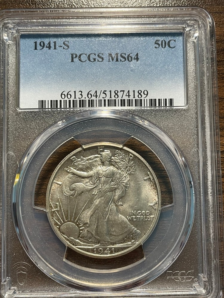 1941-S Walking Liberty Silver Half Dollar 50C PCGS MS 64 Walker