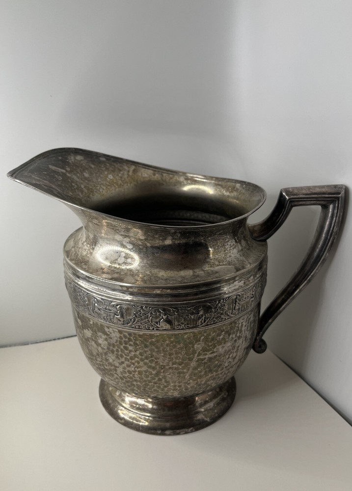 MM & Co. EPNS Pitcher 64oz. Engraving on side, Antique