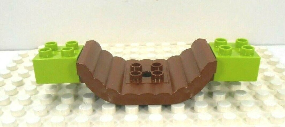 Lego Duplo Foot Bridge Brown w/ lime green anchor bricks