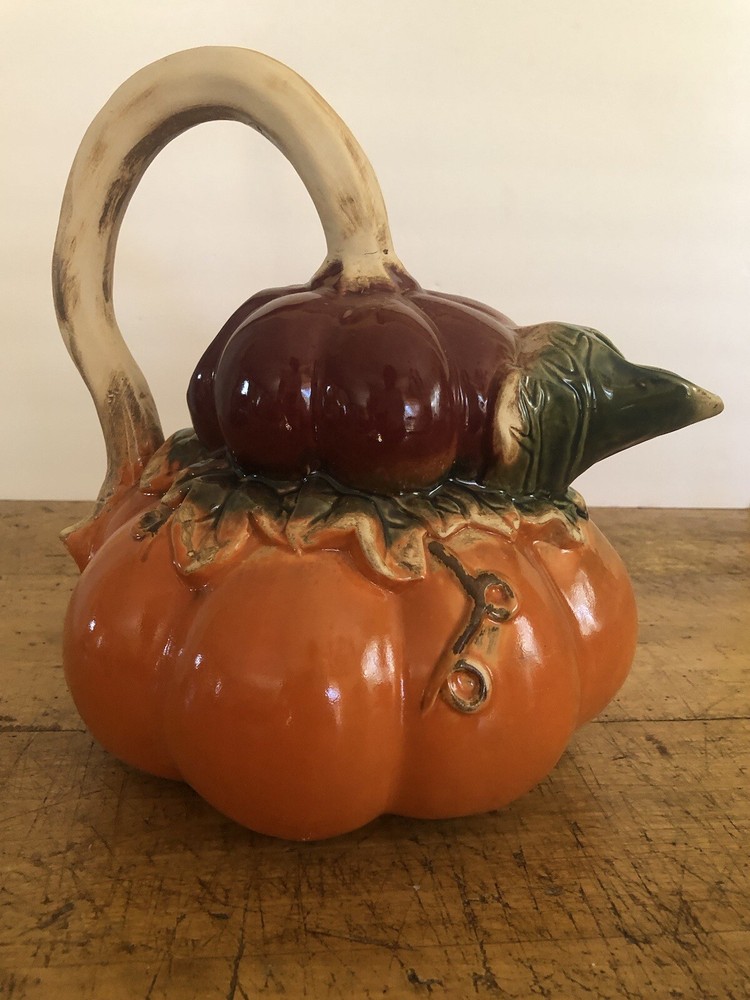 Vintage Ceramic Pumpkin Gourd Pitcher 1999
