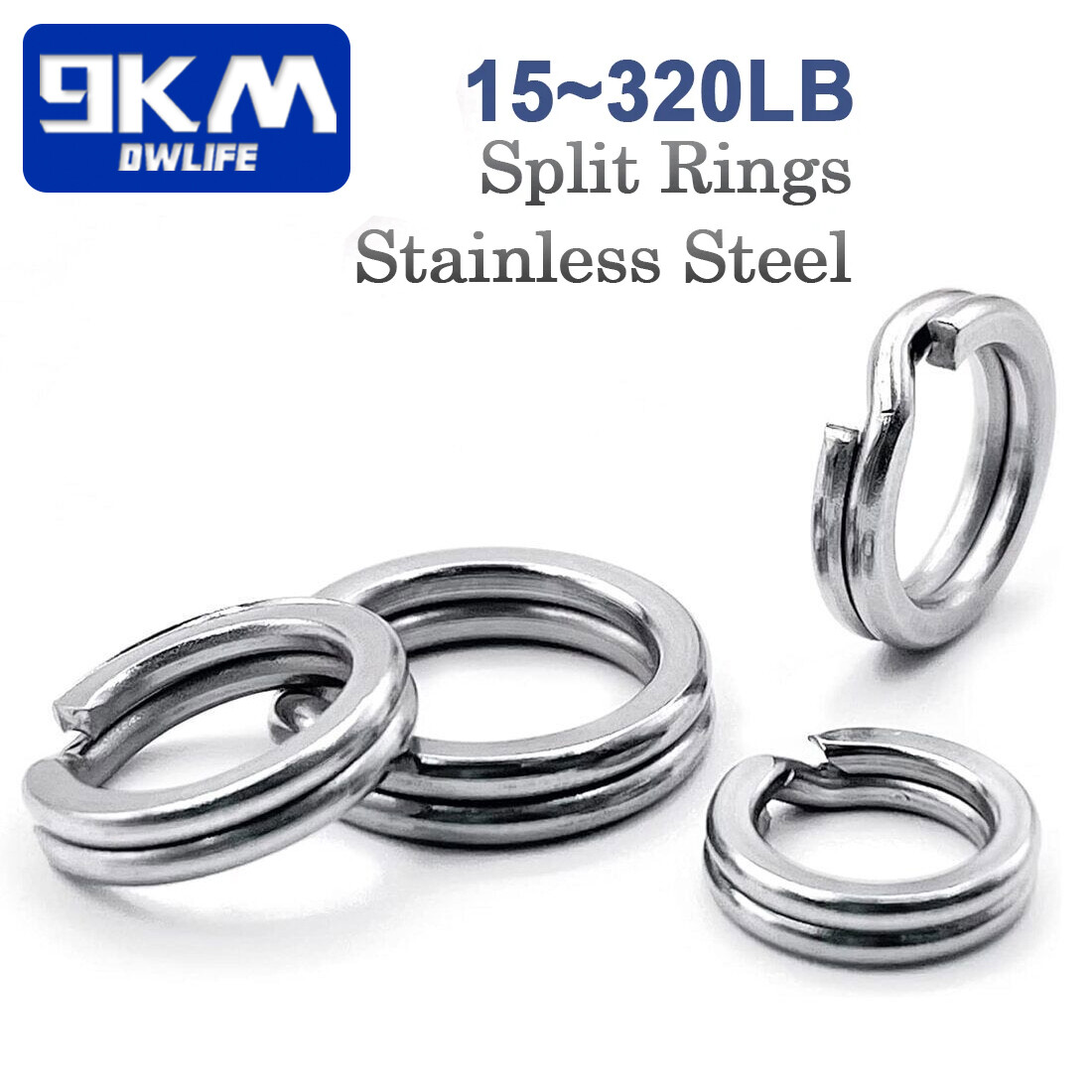 50~200Pcs Fishing Split Ring Stainless Steel Saltwater Treble Hooks Connector