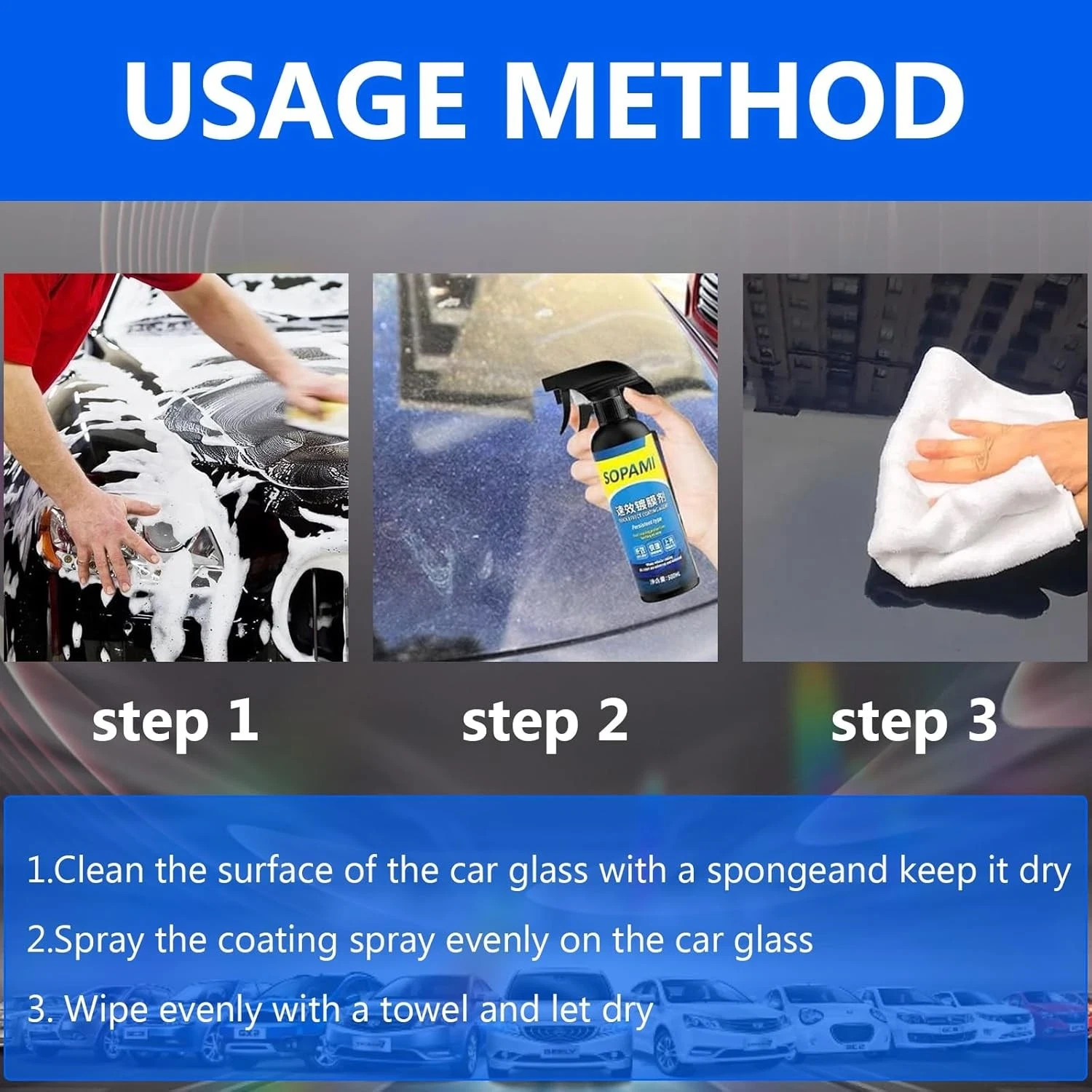 New Sopami Car Coating Spray Quick Effect Coating Agent Quickly Coat Wax 500ml