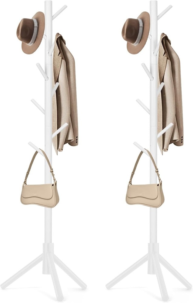 Coat Rack Freestanding Coat Rack W/ 8 Hooks & 3 Adjustable Size Tree Coat Racks