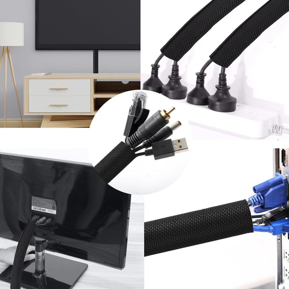 Secbolt 25ft 3/8 in Bite-Resistant Pet Cable Cord Protector, Black