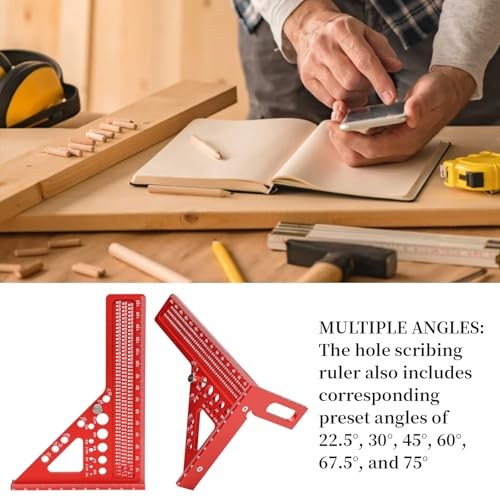 3D Multi-Angle Measuring Ruler, 22.5-75 Degree Measuring Ruler with Angle Pin,