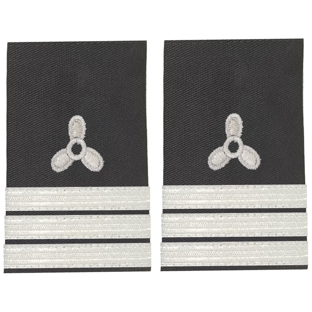 BuyStripes Engineer Uniform Shoulder Board Epaulet Silver Propeller & Three Bars