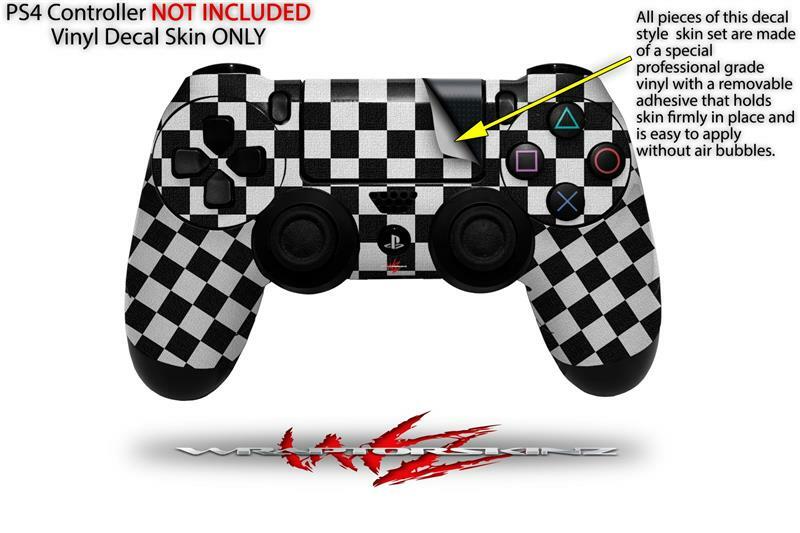 Skin for Playstation 4 Sony PS4 Controller Checkered Canvas Black White