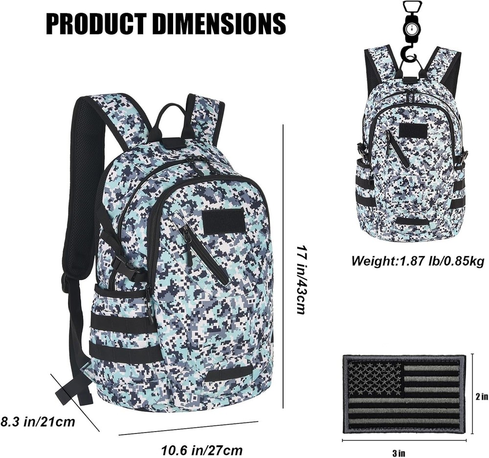 Adjustable 15L Tactical Backpack with MOLLE System - Ideal for Hiking & Camping
