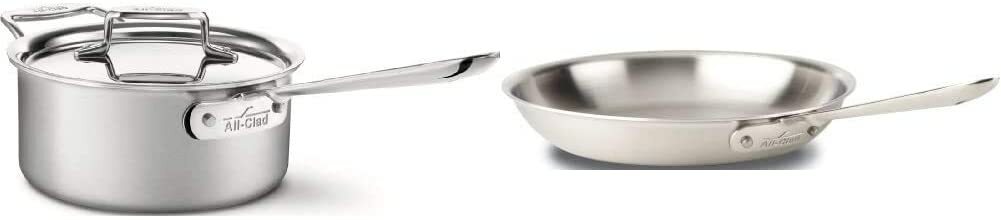 All-Clad D5 Brushed 18/10 SS 5-Ply Bonded 3-qt sauce Pan and 8 inch Fry Pan