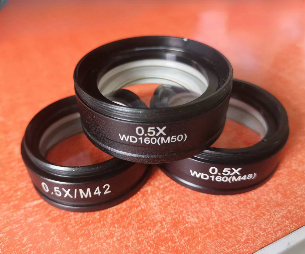 0.5X Mounting Thread M48 M42 M50 WD165mm Microscope Auxiliary Objective Lens