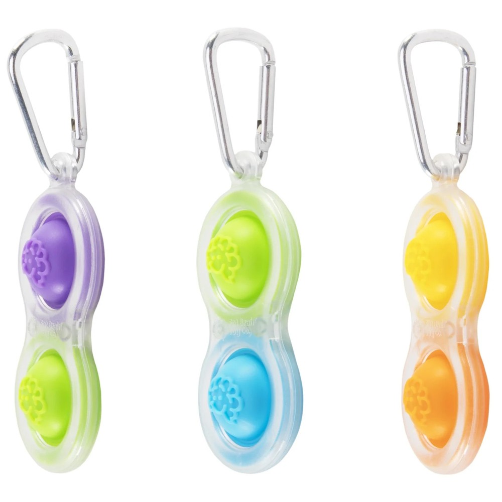 Fat Brain Toys Simpl Dimpl Clear 3 Pack - Popping Fidget Keychains