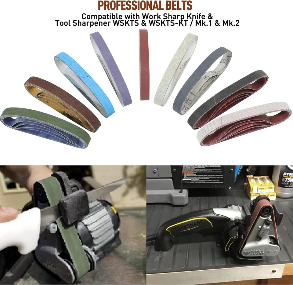 45 Pcs 1/2" X 12" Replacement Sharpening Belt Kit for Official Work Sharp KnifeH