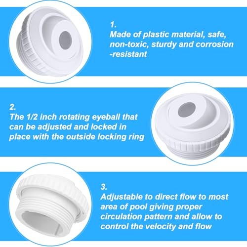 3 Pack 3/4 inch Pool Jet Nozzles SP1419D Directional Flow Hydrostream Return